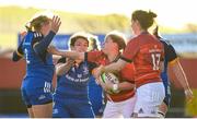 14 January 2023; Nicole Cronin of Munster tussles with Jess Keating of Leinster during the Vodafone Women’s Interprovincial Championship Round Two match between Munster and Leinster at Musgrave Park in Cork. Photo by Eóin Noonan/Sportsfile