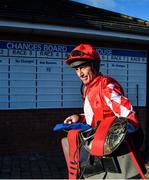 14 January 2023; Jockey Davy Russell after riding Jazzy Matty in the Race Displays hurdle at Fairyhouse Racecourse in Meath. Photo by David Fitzgerald/Sportsfile