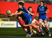 14 January 2023; Jenny Murphy of Leinster is tackled by Stephanie Nunan, left, and Dorothy Wall of Munster during the Vodafone Women’s Interprovincial Championship Round Two match between Munster and Leinster at Musgrave Park in Cork. Photo by Eóin Noonan/Sportsfile