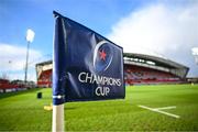 14 January 2023; A general view of a Champions Cup corner flag before the Heineken Champions Cup Pool B Round 3 match between Munster and Northampton Saints at Thomond Park in Limerick. Photo by Brendan Moran/Sportsfile