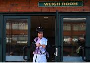 14 January 2023; Jockey Davy Russell walks out before the Phillip O'Connor Memorial hurdle at Fairyhouse Racecourse in Meath. Photo by David Fitzgerald/Sportsfile