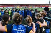 14 January 2023; Head coach Tania Rosser speaking to her players after the Vodafone Women’s Interprovincial Championship Round Two match between Munster and Leinster at Musgrave Park in Cork. Photo by Eóin Noonan/Sportsfile
