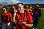 14 January 2023; Chloe Pearse of Munster after being proposed to by partner and teammate Clodagh O'Halloran during the Vodafone Women’s Interprovincial Championship Round Two match between Munster and Leinster at Musgrave Park in Cork. Photo by Eóin Noonan/Sportsfile