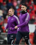 14 January 2023; Conor Murray, right, and Keith Earls of Munster before the Heineken Champions Cup Pool B Round 3 match between Munster and Northampton Saints at Thomond Park in Limerick. Photo by Brendan Moran/Sportsfile