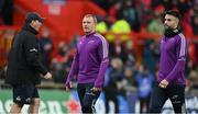 14 January 2023; Keith Earls, left, and Conor Murray of Munster before the Heineken Champions Cup Pool B Round 3 match between Munster and Northampton Saints at Thomond Park in Limerick. Photo by Brendan Moran/Sportsfile