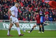 14 January 2023; Joey Carbery of Munster kicks a penalty during the Heineken Champions Cup Pool B Round 3 match between Munster and Northampton Saints at Thomond Park in Limerick. Photo by Brendan Moran/Sportsfile