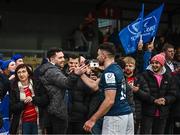 14 January 2023; Hugo Keenan of Leinster with supporters after the Heineken Champions Cup Pool A Round 3 match between Gloucester and Leinster at Kingsholm Stadium in Gloucester, England. Photo by Harry Murphy/Sportsfile