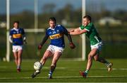 14 January 2023; Liam McGrath of Tipperary in action against Gordon Brown of Limerick during the McGrath Cup Group B match between between Tipperary and Limerick at Fethard Community Astroturf Pitch, Fethard in Tipperary. Photo by Tom Beary/Sportsfile