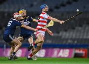 14 January 2023; Shane Beston of Ballygiblin in action against Eoghan Rua McGowan, 6, and Ronan Molloy of Easkey during the AIB GAA Hurling All-Ireland Junior Championship Final match between Ballygiblin of Cork and Easkey of Sligo at Croke Park in Dublin. Photo by Piaras Ó Mídheach/Sportsfile