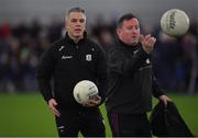 14 January 2023; Galway manager Padraic Joyce and selector John Concannon before the Connacht FBD League Semi-Final match between Mayo and Galway at NUI Galway Connacht GAA Air Dome in Bekan, Mayo. Photo by Ray Ryan/Sportsfile