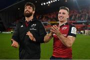 14 January 2023; Jean Kleyn, left, and Shane Daly of Munster applaud supporters after their side's victory in the Heineken Champions Cup Pool B Round 3 match between Munster and Northampton Saints at Thomond Park in Limerick. Photo by Tyler Miller/Sportsfile