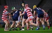 14 January 2023; Players contest possession during the AIB GAA Hurling All-Ireland Junior Championship Final match between Ballygiblin of Cork and Easkey of Sligo at Croke Park in Dublin. Photo by Piaras Ó Mídheach/Sportsfile