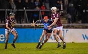 14 January 2023; Alex Considine of Dublin in action against Gearóid McInerney of Galway during the Walsh Cup Group 1 Round 2 match between Dublin and Galway at Parnell Park in Dublin. Photo by Daire Brennan/Sportsfile