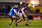 14 January 2023; Tiernan Killeen of Galway in action against Cian O’Sullivan of Dublin during the Walsh Cup Group 1 Round 2 match between Dublin and Galway at Parnell Park in Dublin. Photo by Daire Brennan/Sportsfile