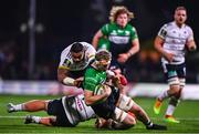 14 January 2023; Niall Murray of Connacht is tackled by Tietie Tuimauga of CA Brive during the EPCR Challenge Cup Pool A Round 3 match between Connacht and CA Brive at The Sportsground in Galway. Photo by Ben McShane/Sportsfile