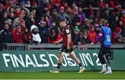 14 January 2023; Jack O'Donoghue of Munster leaves the pitch after being shown a red card during the Heineken Champions Cup Pool B Round 3 match between Munster and Northampton Saints at Thomond Park in Limerick. Photo by Brendan Moran/Sportsfile
