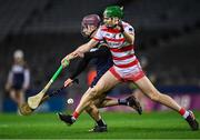 14 January 2023; Andrew Kilcullen of Easkey in action against James Mullins of Ballygiblin during the AIB GAA Hurling All-Ireland Junior Championship Final match between Ballygiblin of Cork and Easkey of Sligo at Croke Park in Dublin. Photo by Piaras Ó Mídheach/Sportsfile