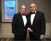 14 January 2023; Brian Kerr and John McDonnell during the SSE Airtricity / Soccer Writers Ireland Awards 2022 at The Clayton Hotel in Dublin. Photo by Stephen McCarthy/Sportsfile