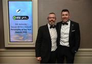 14 January 2023; Mark McCadden and Brian Gartland during the SSE Airtricity / Soccer Writers Ireland Awards 2022 at The Clayton Hotel in Dublin. Photo by Stephen McCarthy/Sportsfile