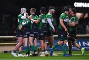 14 January 2023; Connacht players celebrate their ninth try, scored by Kieran Marmion, second from left, during the EPCR Challenge Cup Pool A Round 3 match between Connacht and CA Brive at The Sportsground in Galway. Photo by Ben McShane/Sportsfile