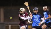 14 January 2023; Declan McLoughlin of Galway in action against Eoghan O’Donnell of Dublin during the Walsh Cup Group 1 Round 2 match between Dublin and Galway at Parnell Park in Dublin. Photo by Daire Brennan/Sportsfile