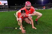 14 January 2023; Andrew La Touche Cosgrave, left, and Eoghan O'Driscoll of Monaleen celebrates after their side's victory in the AIB GAA Hurling All-Ireland Intermediate Championship Final match between Monaleen of Limerick and Tooreen of Mayo at Croke Park in Dublin. Photo by Piaras Ó Mídheach/Sportsfile