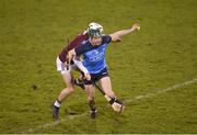 14 January 2023; James Madden of Dublin in action against Ronan Murphy of Galway during the Walsh Cup Group 1 Round 2 match between Dublin and Galway at Parnell Park in Dublin. Photo by Daire Brennan/Sportsfile