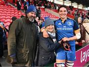 14 January 2023; Elaine Anthony of Leinster with her parents after the Vodafone Women’s Interprovincial Championship Round Two match between Munster and Leinster at Musgrave Park in Cork. Photo by Eóin Noonan/Sportsfile