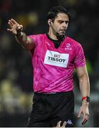 14 January 2023; Referee Nika Amashukeli during the Heineken Champions Cup Pool B Round 3 match between La Rochelle and Ulster at Stade Marcel Deflandre in La Rochelle, France. Photo by Ramsey Cardy/Sportsfile