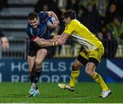 14 January 2023; Jacob Stockdale of Ulster is tackled by Pierre Boudehent of La Rochelle during the Heineken Champions Cup Pool B Round 3 match between La Rochelle and Ulster at Stade Marcel Deflandre in La Rochelle, France. Photo by Ramsey Cardy/Sportsfile