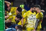 14 January 2023; La Rochelle players celebrate their match winning try, scored by Joel Sclavi, during the Heineken Champions Cup Pool B Round 3 match between La Rochelle and Ulster at Stade Marcel Deflandre in La Rochelle, France. Photo by Ramsey Cardy/Sportsfile
