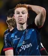 14 January 2023; Nathan Doak of Ulster after his side's defeat in the Heineken Champions Cup Pool B Round 3 match between La Rochelle and Ulster at Stade Marcel Deflandre in La Rochelle, France. Photo by Ramsey Cardy/Sportsfile