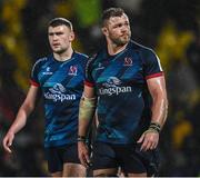 14 January 2023; Duane Vermeulen, right, and Ben Moxham of Ulster after their side's defeat in the Heineken Champions Cup Pool B Round 3 match between La Rochelle and Ulster at Stade Marcel Deflandre in La Rochelle, France. Photo by Ramsey Cardy/Sportsfile