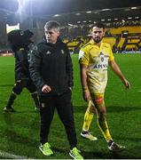 14 January 2023; La Rochelle head coach Ronan O'Gara and Antoine Hastoy of La Rochelle after their side's victory in the Heineken Champions Cup Pool B Round 3 match between La Rochelle and Ulster at Stade Marcel Deflandre in La Rochelle, France. Photo by Ramsey Cardy/Sportsfile