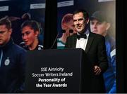 14 January 2023; Páraic Casey, son of the late Des Casey, during the SSE Airtricity / Soccer Writers Ireland Awards 2022 at The Clayton Hotel in Dublin. Photo by Stephen McCarthy/Sportsfile