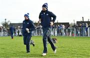 15 January 2023; Laois manager Willie Maher, right, makes his way on to the pitch before the Walsh Cup Group 2 Round 2 match between Laois and Kilkenny at Kelly Daly Park in Rathdowney, Laois. Photo by Sam Barnes/Sportsfile