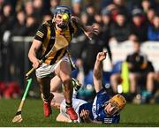 15 January 2023; Paul Cody of Kilkenny in action against Padraig Delaney of Laois during the Walsh Cup Group 2 Round 2 match between Laois and Kilkenny at Kelly Daly Park in Rathdowney, Laois. Photo by Sam Barnes/Sportsfile