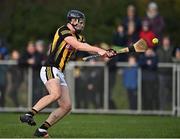15 January 2023; Billy Drennan of Kilkenny scores his side's first goal during the Walsh Cup Group 2 Round 2 match between Laois and Kilkenny at Kelly Daly Park in Rathdowney, Laois. Photo by Sam Barnes/Sportsfile