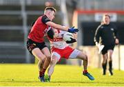 15 January 2023; Gareth McKinless of Derry in action against Ryan Magill of Down during the Bank of Ireland Dr McKenna Cup Semi-Final match between Down and Derry at Pairc Esler in Newry, Down. Photo by Ben McShane/Sportsfile