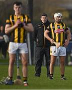 15 January 2023; Kilkenny manager Derek Lyng stands for Amhrán na bhFiann before the Walsh Cup Group 2 Round 2 match between Laois and Kilkenny at Kelly Daly Park in Rathdowney, Laois. Photo by Sam Barnes/Sportsfile