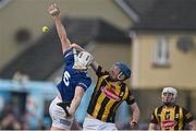 15 January 2023; John Donnelly of Kilkenny in action against Ryan Mullaney of Laois during the Walsh Cup Group 2 Round 2 match between Laois and Kilkenny at Kelly Daly Park in Rathdowney, Laois. Photo by Sam Barnes/Sportsfile