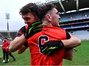 15 January 2023; Brothers David Clifford, left, and Paudie Clifford of Fossa celebrate after their side's victory in the AIB GAA Football All-Ireland Junior Championship Final match between Fossa of Kerry and Stewartstown Harps of Tyrone at Croke Park in Dublin. Photo by Piaras Ó Mídheach/Sportsfile Photo by Piaras Ó Mídheach/Sportsfile