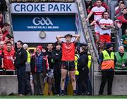 15 January 2023; David Clifford of Fossa looks on from the sideline after he was sent off by referee Thomas Murphy during the AIB GAA Football All-Ireland Junior Championship Final match between Fossa of Kerry and Stewartstown Harps of Tyrone at Croke Park in Dublin. Photo by Piaras Ó Mídheach/Sportsfile