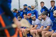 15 January 2023; Paddy Leavey of Waterford, centre, encourages his team-mates as they sit for a team photo before the Co-Op Superstores Munster Hurling League Group 1 match between Clare and Waterford at Cusack Park in Ennis, Clare. Photo by Brendan Moran/Sportsfile