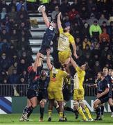 14 January 2023; Harry Sheridan of Ulster wins possession in a lineout during the Heineken Champions Cup Pool B Round 3 match between La Rochelle and Ulster at Stade Marcel Deflandre in La Rochelle, France. Photo by John Dickson/Sportsfile
