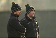 15 January 2023; Offaly selector Colm Callanan, right, and coach Martin Maher, during the Walsh Cup Group 2 Round 2 match between Offaly and Wexford at St Brendan's Park in Birr, Offaly. Photo by Seb Daly/Sportsfile