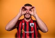 14 January 2023; James Doona poses for a portrait during a Longford Town FC squad portrait session at Bishopsgate in Longford. Photo by Stephen McCarthy/Sportsfile