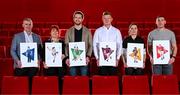 16 January 2023; At the launch of TG4's new series of Laochra Gael at Light House Cinema in Dublin, are, from left, Liam Sheedy, Áine Wall, Tom Parsons, Joe Canning, Anne Dalton and Noel O'Leary. Photo by Stephen McCarthy/Sportsfile