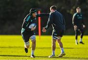 16 January 2023; James Culhane, left, and Scott Penny during a Leinster Rugby squad training session at UCD in Dublin. Photo by Harry Murphy/Sportsfile