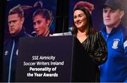 14 January 2023; SSE Airtricity marketing executive Ruth Rapple during the SSE Airtricity / Soccer Writers Ireland Awards 2022 at The Clayton Hotel in Dublin. Photo by Stephen McCarthy/Sportsfile